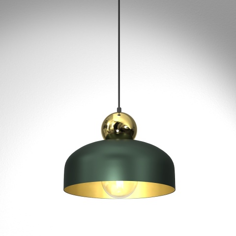 Lampa wisząca HARALD - zwis 1xE27 zielono-złota 30 cm Milagro