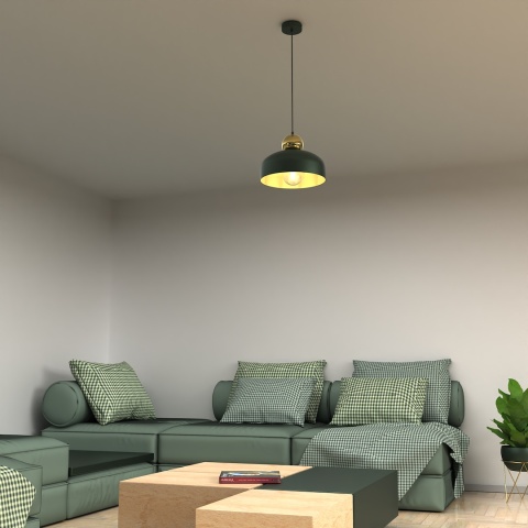 Lampa wisząca HARALD - zwis 1xE27 zielono-złota 30 cm Milagro