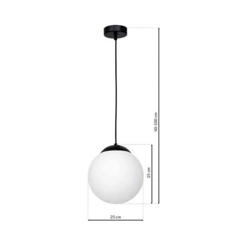 Lampa wisząca LIMA - zwis 1xE27 czarna 25 cm Milagro