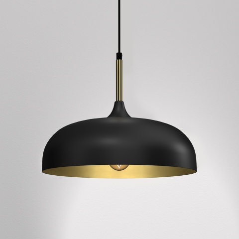 Lampa wisząca LINCOLN - zwis 1xE27 czarno-złota 35 cm Milagro