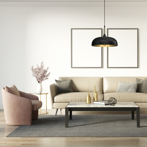 Lampa wisząca LINCOLN - zwis 1xE27 czarno-złota 35 cm Milagro