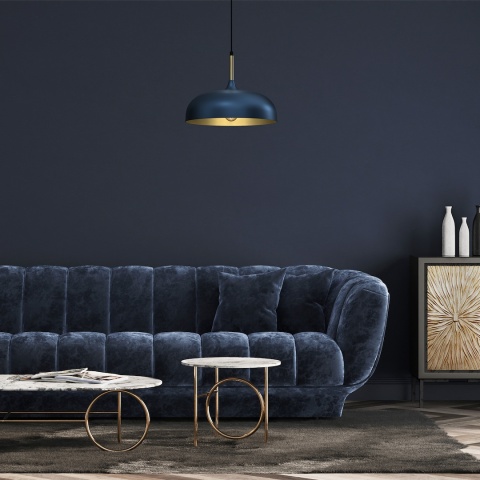 Lampa wisząca LINCOLN - zwis 1xE27 niebiesko-złota 35 cm Milagro