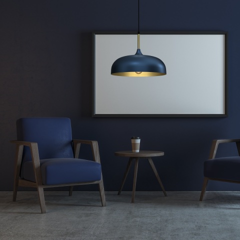Lampa wisząca LINCOLN - zwis 1xE27 niebiesko-złota 35 cm Milagro