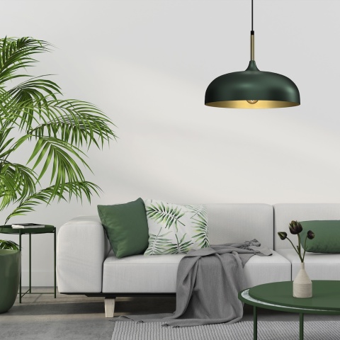 Lampa wisząca LINCOLN - zwis 1xE27 zielono-złota 35 cm Milagro