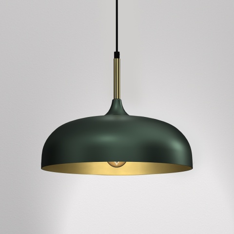 Lampa wisząca LINCOLN - zwis 1xE27 zielono-złota 35 cm Milagro