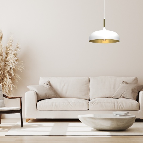 Lampa wisząca Lincoln - zwis 1xE27 biało-złota 35 cm Milagro
