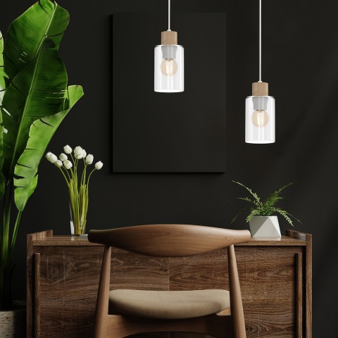 Lampa wisząca MADERA - zwis 1xE27 biała 10 cm Milagro