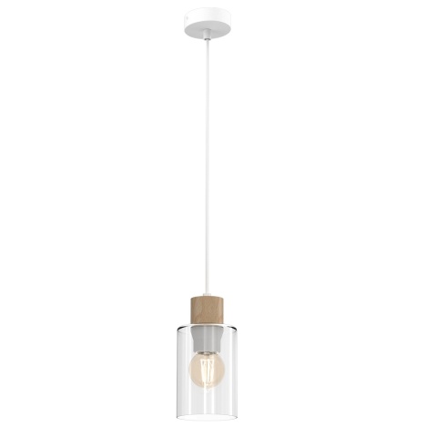 Lampa wisząca MADERA - zwis 1xE27 biała 10 cm Milagro