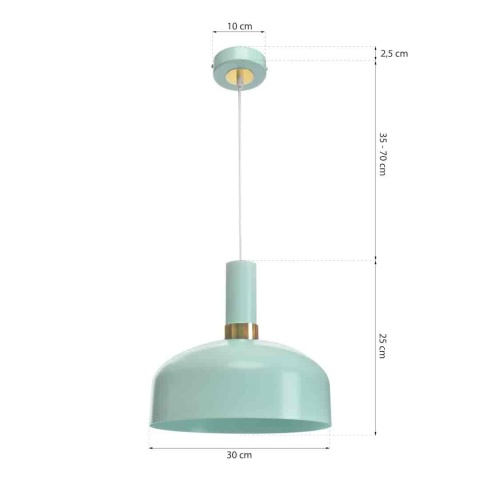 Lampa wisząca MALMO - zwis 1xE27 miętowa 30 cm Milagro