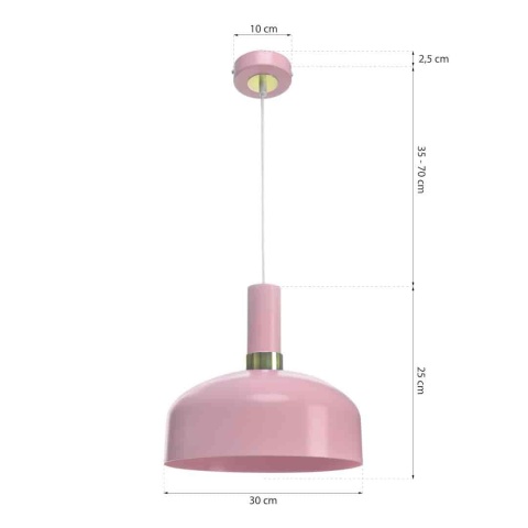 Lampa wisząca MALMO - zwis 1xE27 różowa 30 cm Milagro