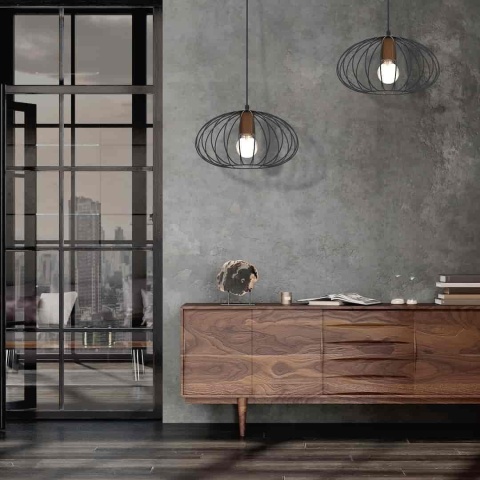 Lampa wisząca MERIDIANO - zwis 1xE27 czarno-brązowa 36 cm Milagro