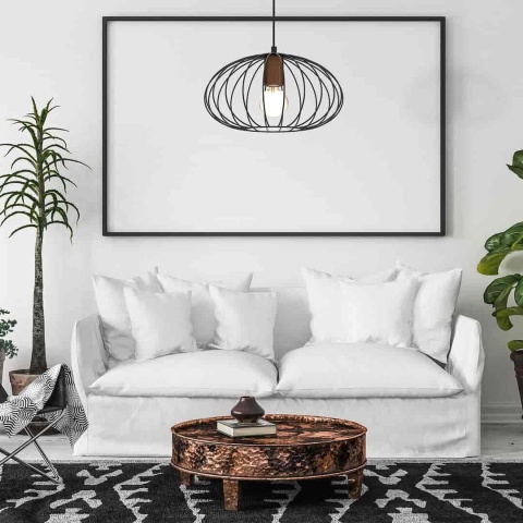 Lampa wisząca MERIDIANO - zwis 1xE27 czarno-brązowa 36 cm Milagro