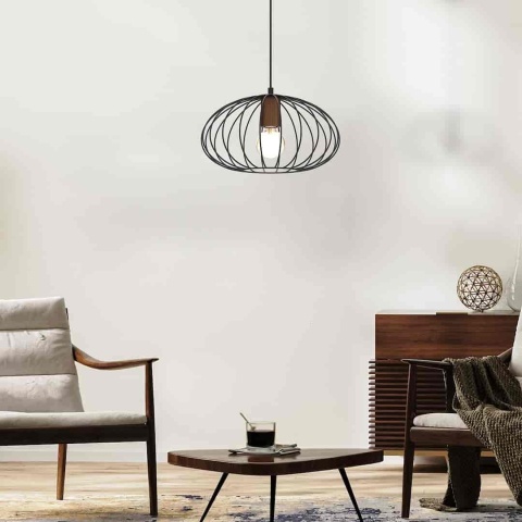 Lampa wisząca MERIDIANO - zwis 1xE27 czarno-brązowa 36 cm Milagro