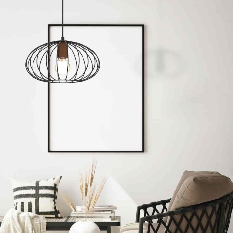 Lampa wisząca MERIDIANO - zwis 1xE27 czarno-brązowa 36 cm Milagro