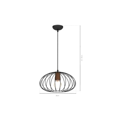Lampa wisząca MERIDIANO - zwis 1xE27 czarno-brązowa 36 cm Milagro