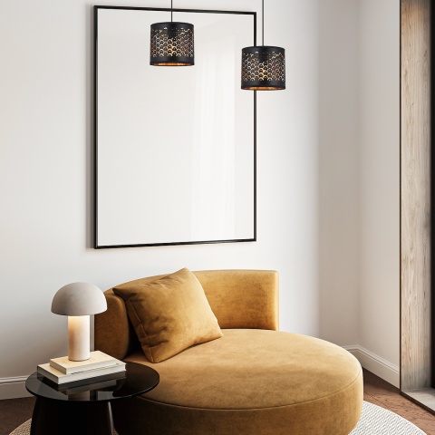 Lampa wisząca MORGAN - zwis 1xE27 czarno-złota 30 cm Milagro