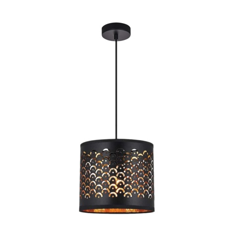 Lampa wisząca MORGAN - zwis 1xE27 czarno-złota 30 cm Milagro