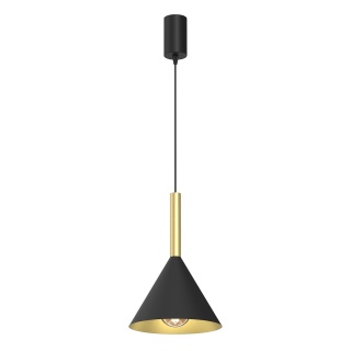 Lampa wisząca PERU - zwis 1xE27 czarno-mosiężna 21 cm Milagro