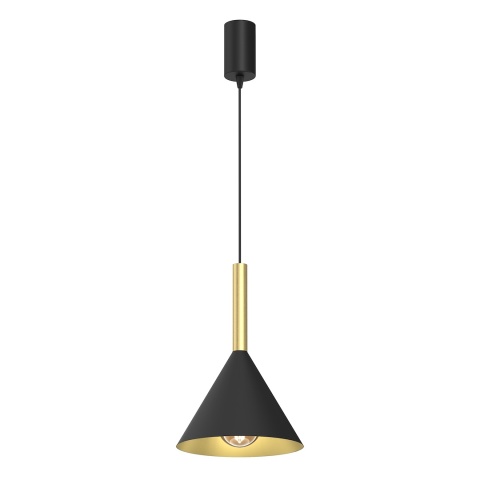 Lampa wisząca PERU - zwis 1xE27 czarno-mosiężna 21 cm Milagro