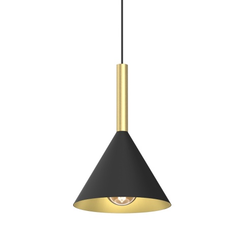 Lampa wisząca PERU - zwis 1xE27 czarno-mosiężna 21 cm Milagro