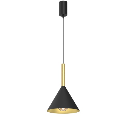 Lampa wisząca PERU - zwis 1xE27 czarno-mosiężna 21 cm Milagro