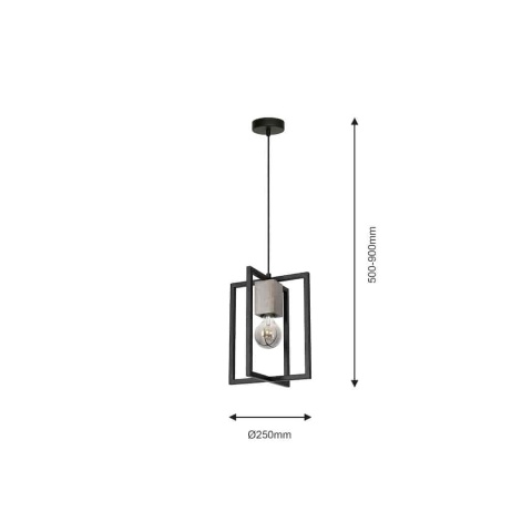 Lampa wisząca Ralph - zwis 1xE27 czarna 25 cm Milagro
