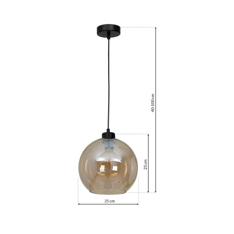 Lampa wisząca SOFIA AMBER - zwis 1xE27 czarna 25 cm Milagro