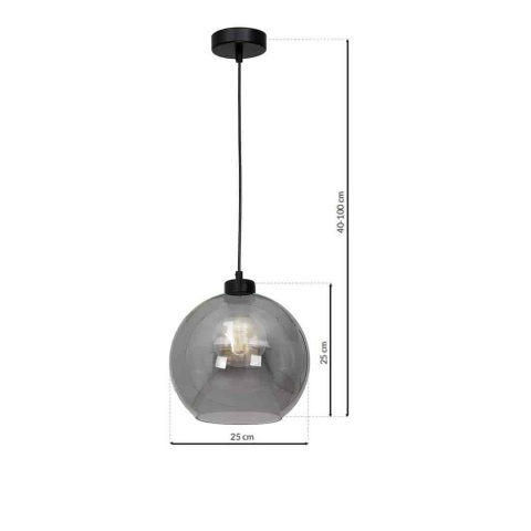 Lampa wisząca SOFIA SMOKED - zwis 1xE27 czarna 25 cm Milagro