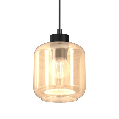Lampa wisząca SOMBRA AMBER - zwis 1xE27 czarna 16 cm Milagro