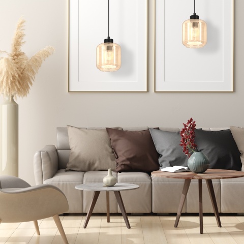 Lampa wisząca SOMBRA AMBER - zwis 1xE27 czarna 16 cm Milagro