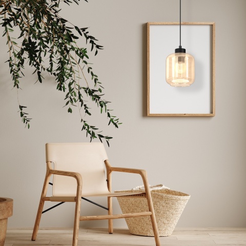 Lampa wisząca SOMBRA AMBER - zwis 1xE27 czarna 16 cm Milagro