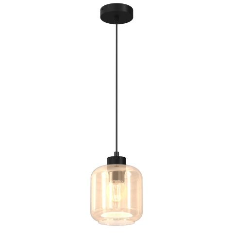 Lampa wisząca SOMBRA AMBER - zwis 1xE27 czarna 16 cm Milagro
