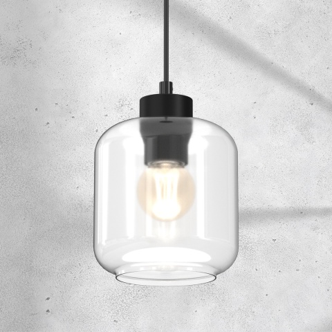 Lampa wisząca SOMBRA CLEAR - zwis 1xE27 czarna 16 cm Milagro