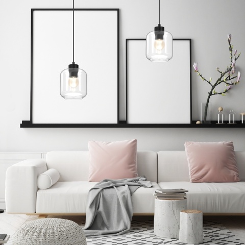 Lampa wisząca SOMBRA CLEAR - zwis 1xE27 czarna 16 cm Milagro