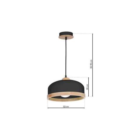 Lampa wisząca STUDIO - zwis 1xE27 czarna 32 cm Milagro