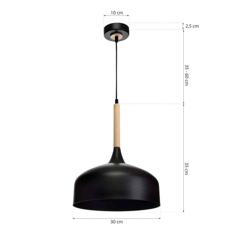 Lampa wisząca TAYLOR - zwis 1xE27 czarna 30 cm Milagro