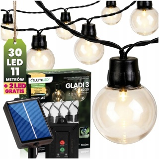 Girlanda Solarna 10m 30 LED Kuleczki Lampa Ogrodowa Taras Balkon Loft IP44