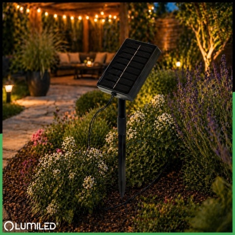 Girlanda Solarna 10m 30 LED Kuleczki Lampa Ogrodowa Taras Balkon Loft IP44