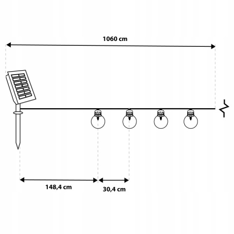 Girlanda Solarna 10m 30 LED Kuleczki Lampa Ogrodowa Taras Balkon Loft IP44