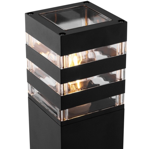 Lampa Ogrodowa Słupek Zewnętrzny Stojący E27 LED Czarny Kwadratowy 60cm TAXUS
