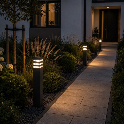 Lampa Ogrodowa Słupek Zewnętrzny Stojący E27 LED Czarny Kwadratowy 60cm TAXUS