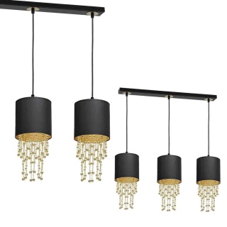 Lampa wisząca ALMERIA - zwis 3xE27 czarno-złota 60 cm Milagro