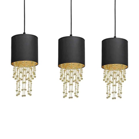 Lampa wisząca ALMERIA - zwis 3xE27 czarno-złota 60 cm Milagro