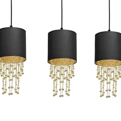 Lampa wisząca ALMERIA - zwis 3xE27 czarno-złota 60 cm Milagro