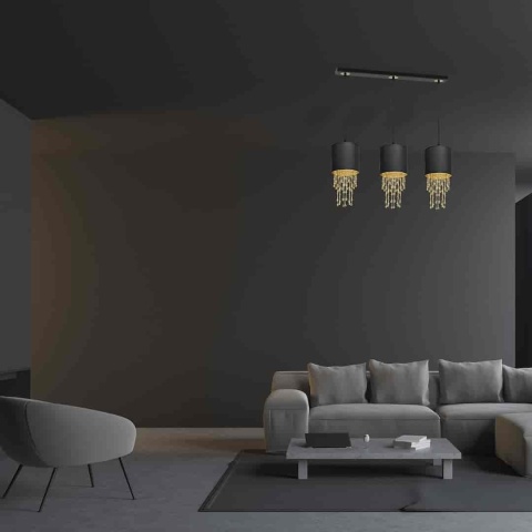 Lampa wisząca ALMERIA - zwis 3xE27 czarno-złota 60 cm Milagro