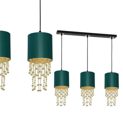 Lampa wisząca ALMERIA - zwis 3xE27 zielono-złota 60 cm Milagro