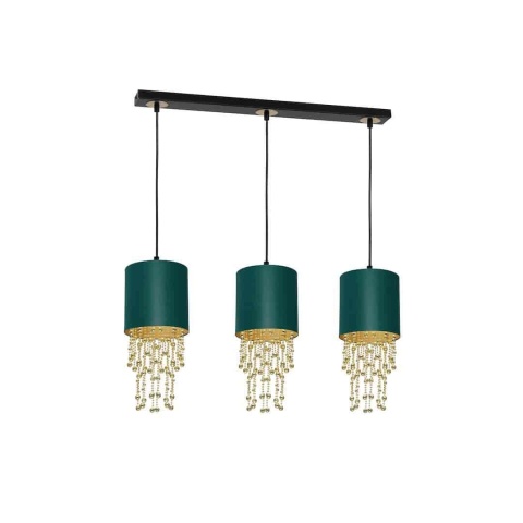 Lampa wisząca ALMERIA - zwis 3xE27 zielono-złota 60 cm Milagro