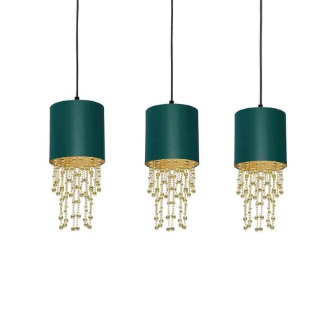 Lampa wisząca ALMERIA - zwis 3xE27 zielono-złota 60 cm Milagro
