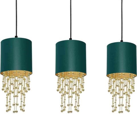 Lampa wisząca ALMERIA - zwis 3xE27 zielono-złota 60 cm Milagro