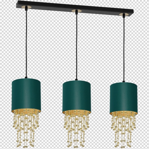 Lampa wisząca ALMERIA - zwis 3xE27 zielono-złota 60 cm Milagro